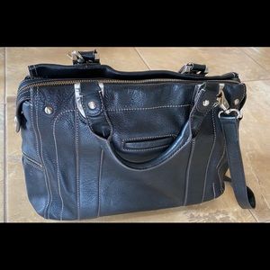 B Makowsky Black Leather Handbag